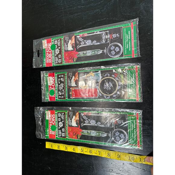 Plaid Brand- Vtg Reddi-Etched glass transfers- Rub on Holly Christmas- set of 3 - Picture 5 of 6